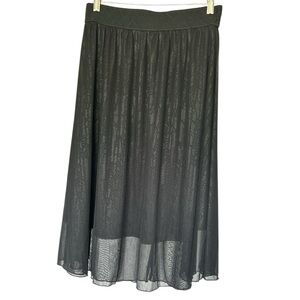 LuLaRoe Jill Black A-Line Skirt Sheer overlay with lining